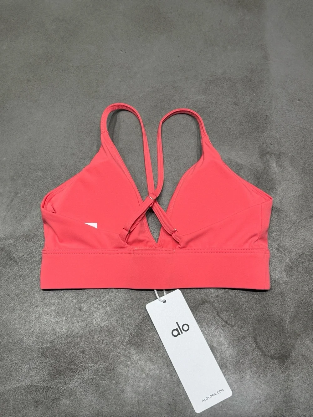 Alo Women’s Coral Sports Bralette - Strappy V-Neck